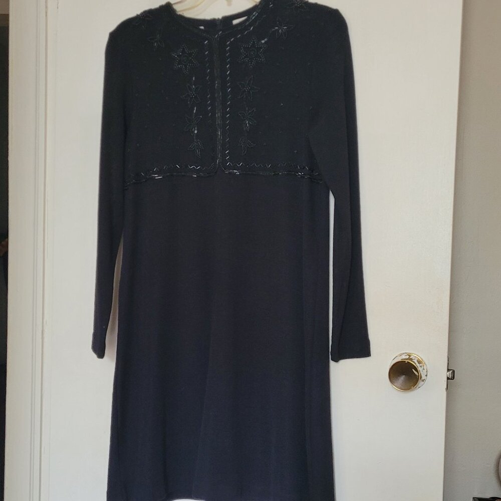 Liz Claiborne Black Beaded Cocktail Dress (Vintage - XS)